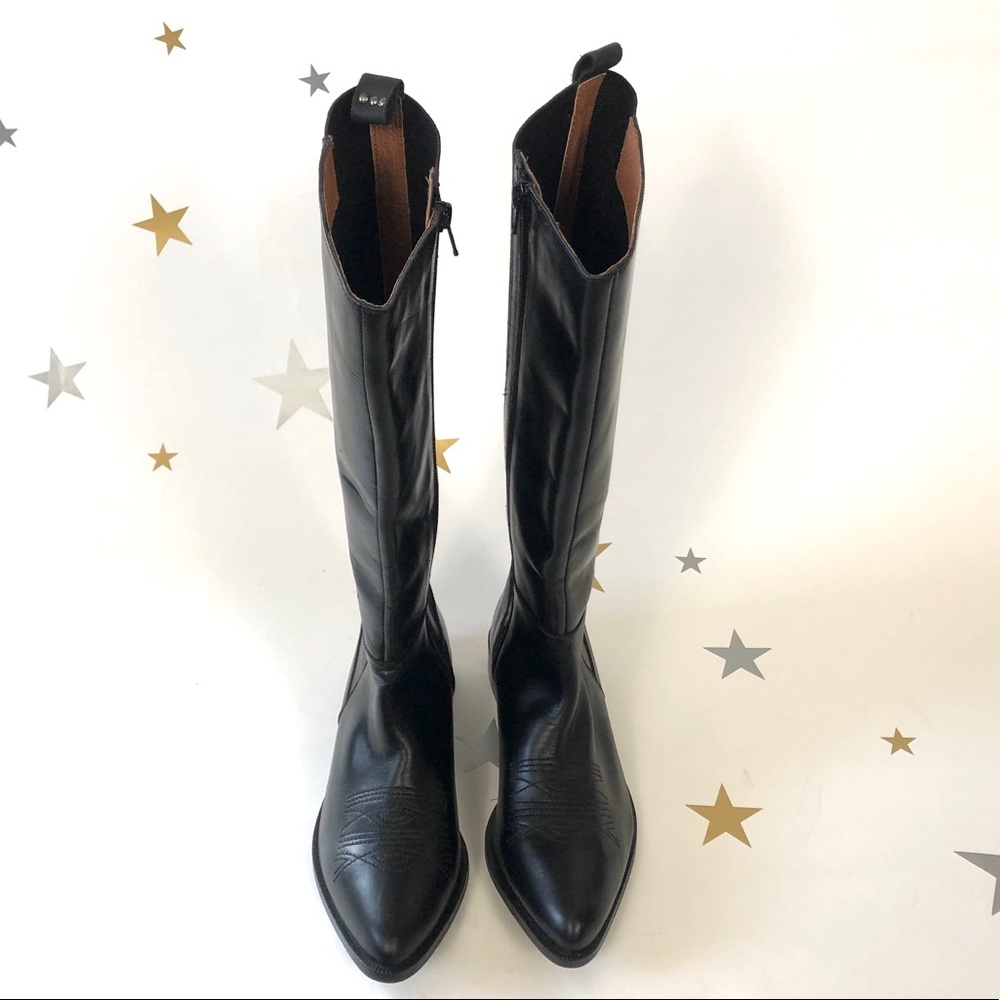 28 Porter Rd tall black leather western boots 7.5